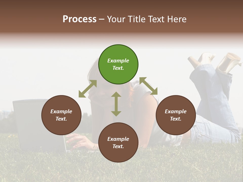 A Woman Laying On The Grass Using A Laptop PowerPoint Template
