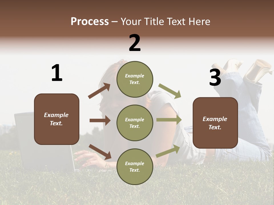 A Woman Laying On The Grass Using A Laptop PowerPoint Template