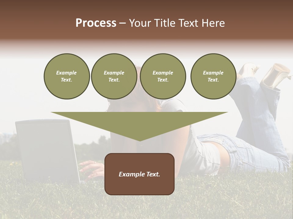 A Woman Laying On The Grass Using A Laptop PowerPoint Template