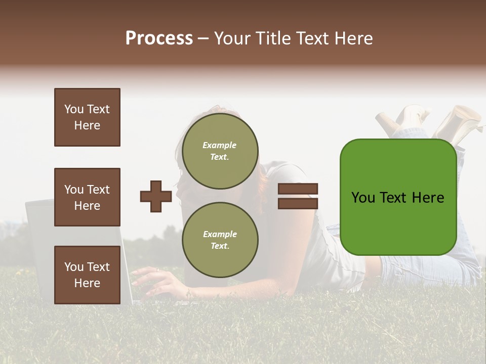 A Woman Laying On The Grass Using A Laptop PowerPoint Template