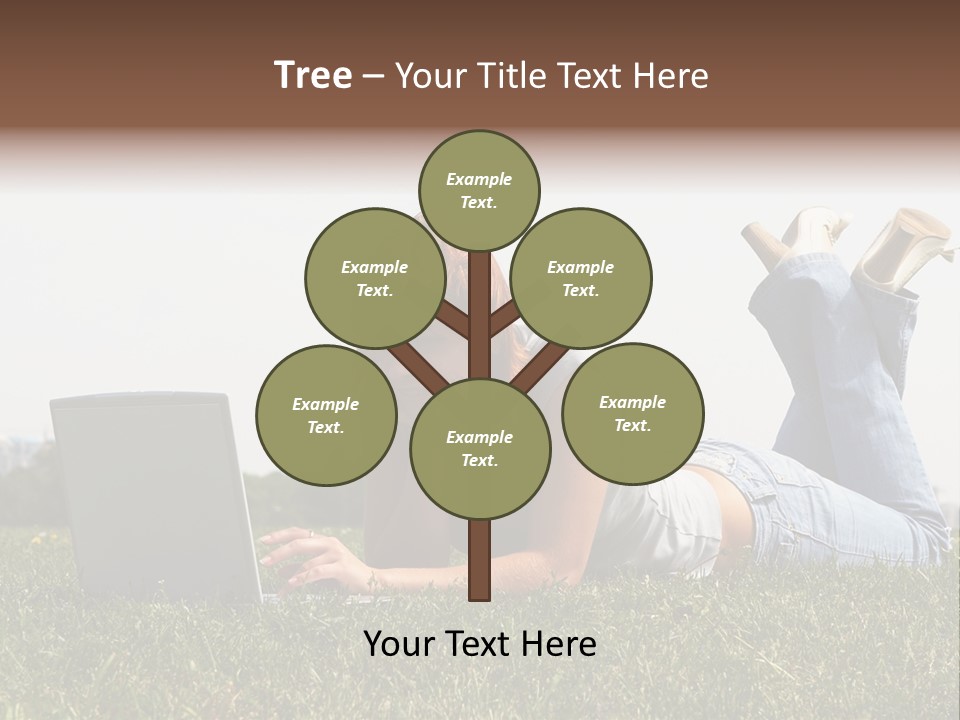 A Woman Laying On The Grass Using A Laptop PowerPoint Template