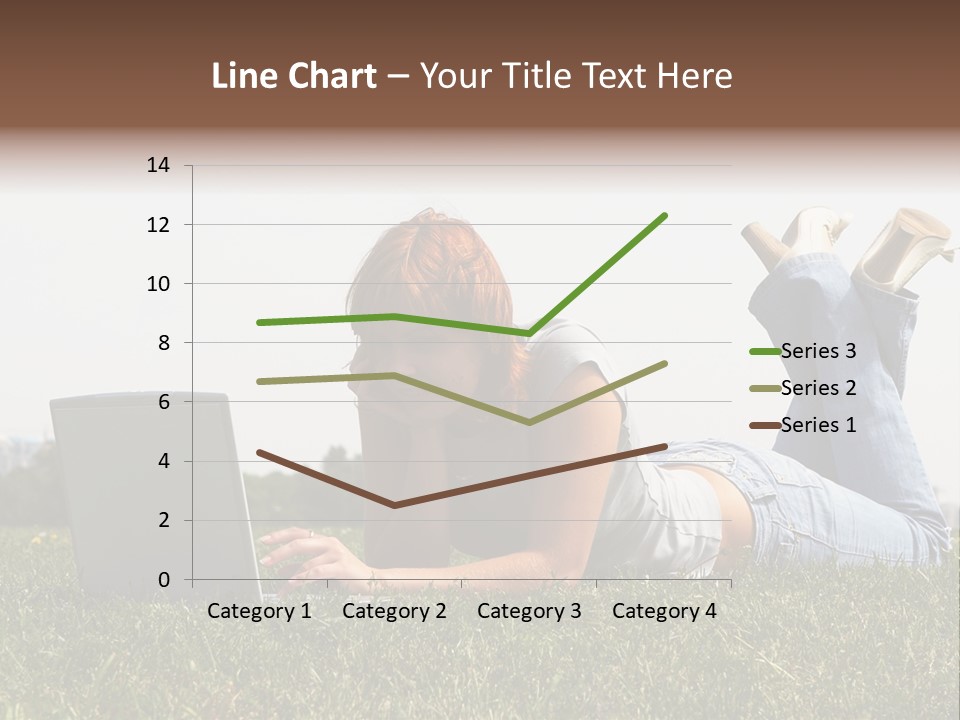 A Woman Laying On The Grass Using A Laptop PowerPoint Template