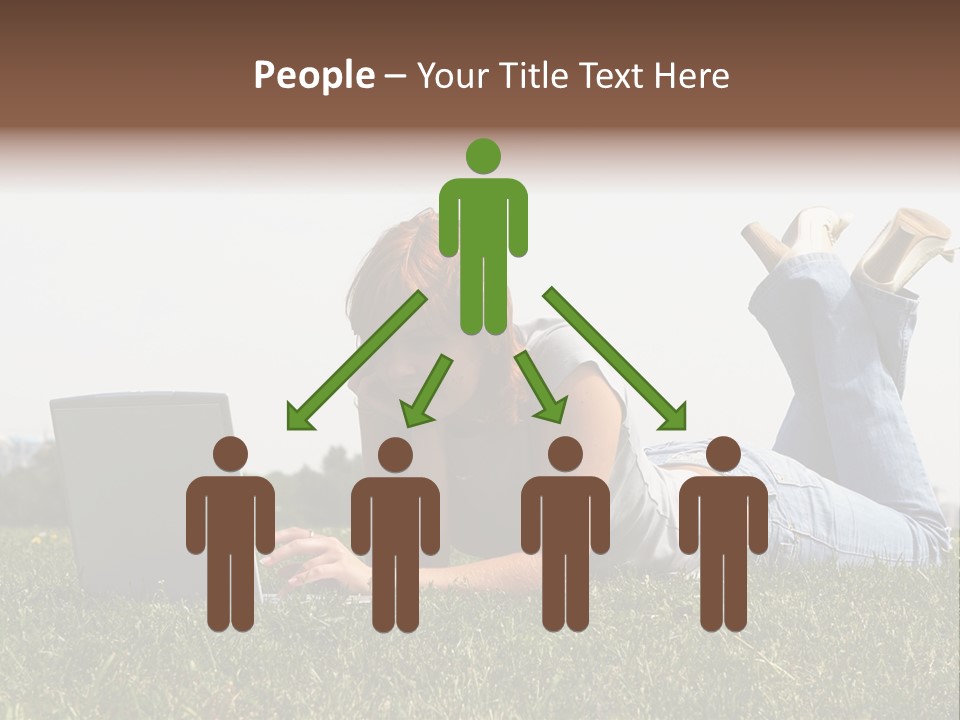 A Woman Laying On The Grass Using A Laptop PowerPoint Template