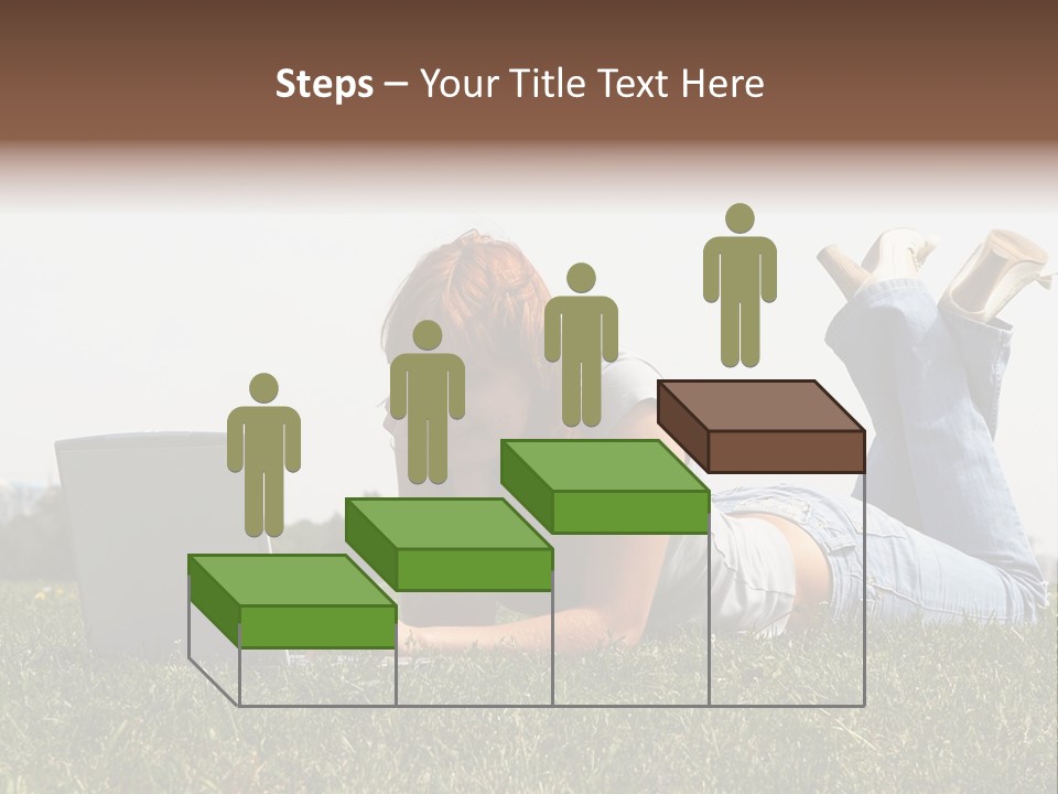 A Woman Laying On The Grass Using A Laptop PowerPoint Template