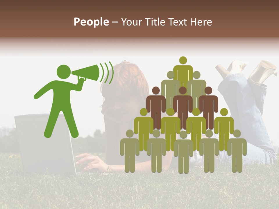 A Woman Laying On The Grass Using A Laptop PowerPoint Template
