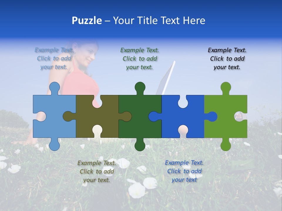 A Woman Laying On The Grass With A Laptop PowerPoint Template