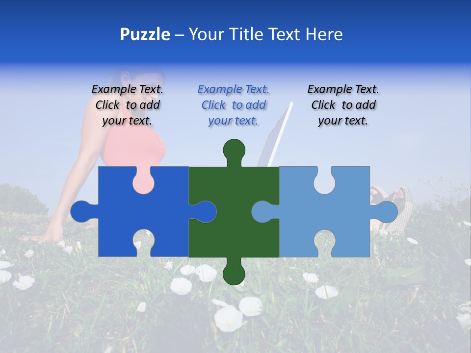 A Woman Laying On The Grass With A Laptop PowerPoint Template