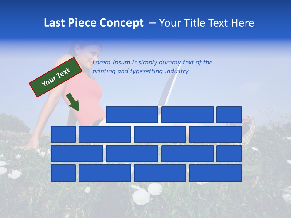 A Woman Laying On The Grass With A Laptop PowerPoint Template