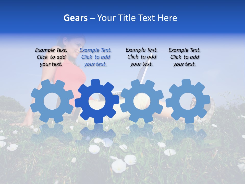 A Woman Laying On The Grass With A Laptop PowerPoint Template