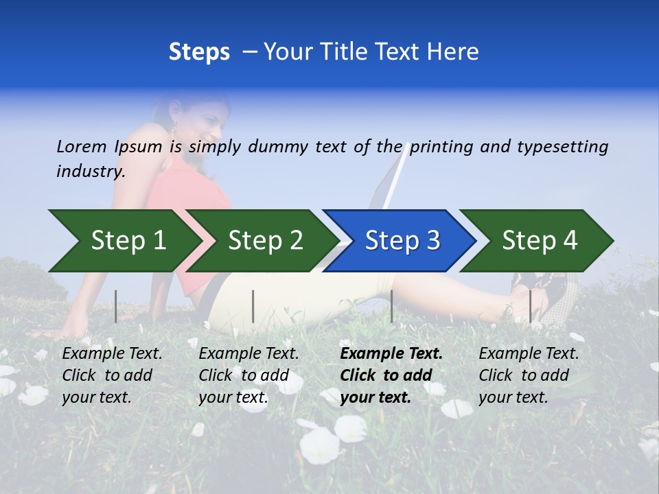 A Woman Laying On The Grass With A Laptop PowerPoint Template