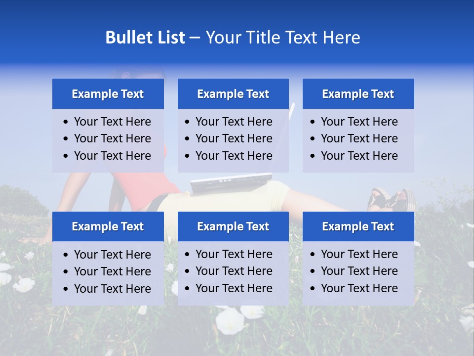 A Woman Laying On The Grass With A Laptop PowerPoint Template