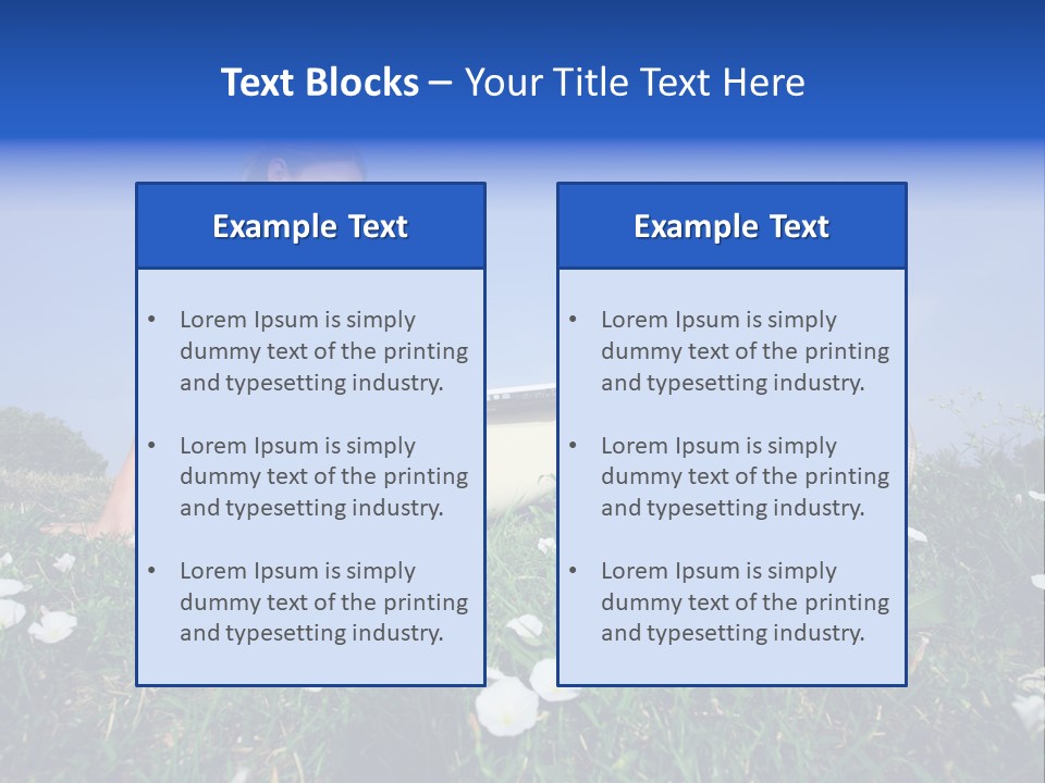 A Woman Laying On The Grass With A Laptop PowerPoint Template