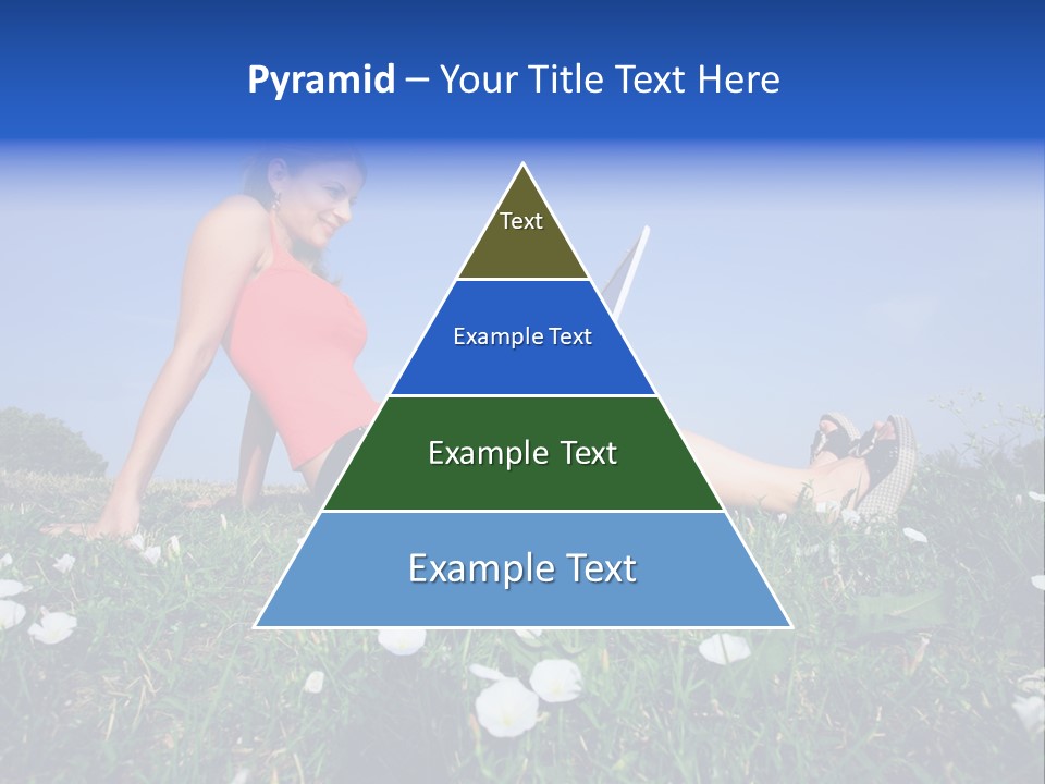 A Woman Laying On The Grass With A Laptop PowerPoint Template