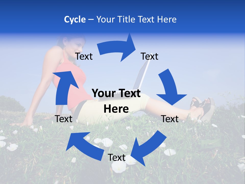 A Woman Laying On The Grass With A Laptop PowerPoint Template