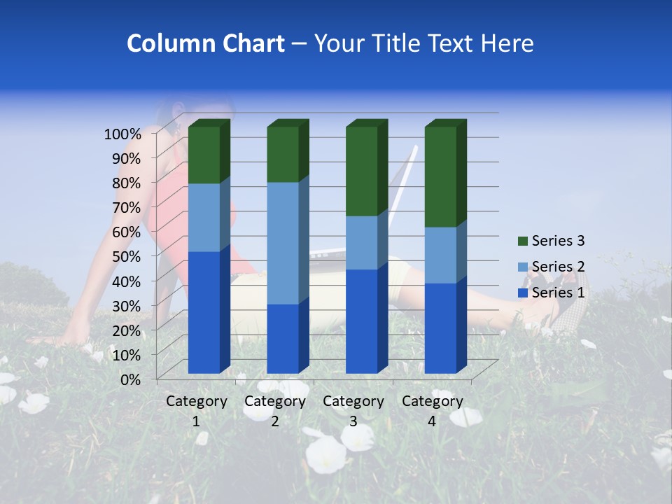 A Woman Laying On The Grass With A Laptop PowerPoint Template