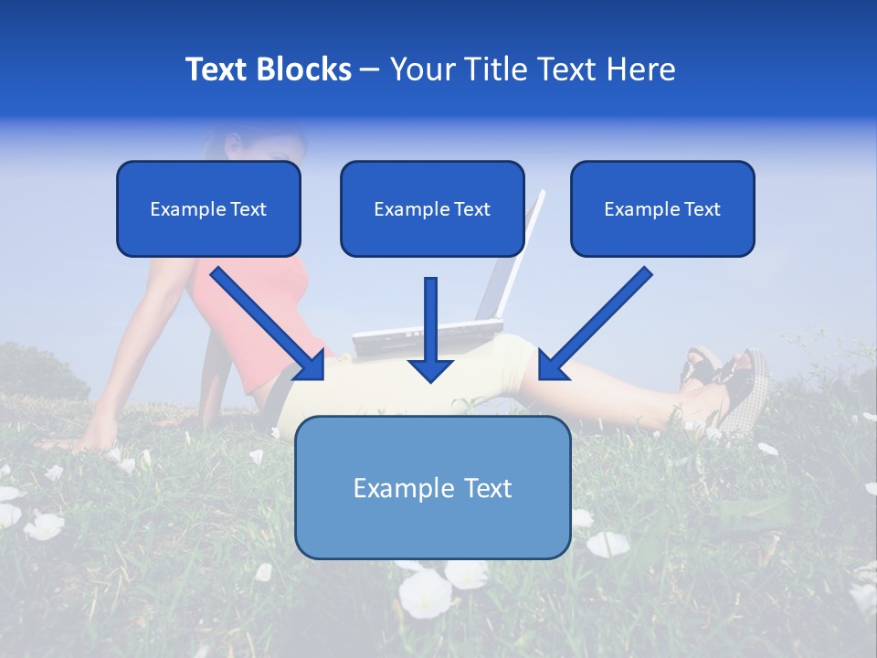 A Woman Laying On The Grass With A Laptop PowerPoint Template