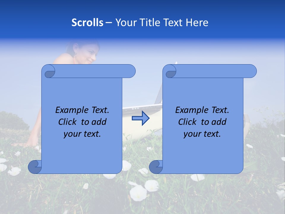 A Woman Laying On The Grass With A Laptop PowerPoint Template
