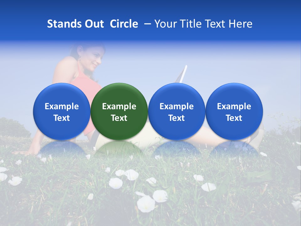 A Woman Laying On The Grass With A Laptop PowerPoint Template