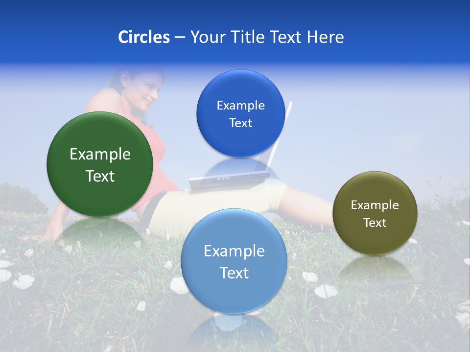 A Woman Laying On The Grass With A Laptop PowerPoint Template