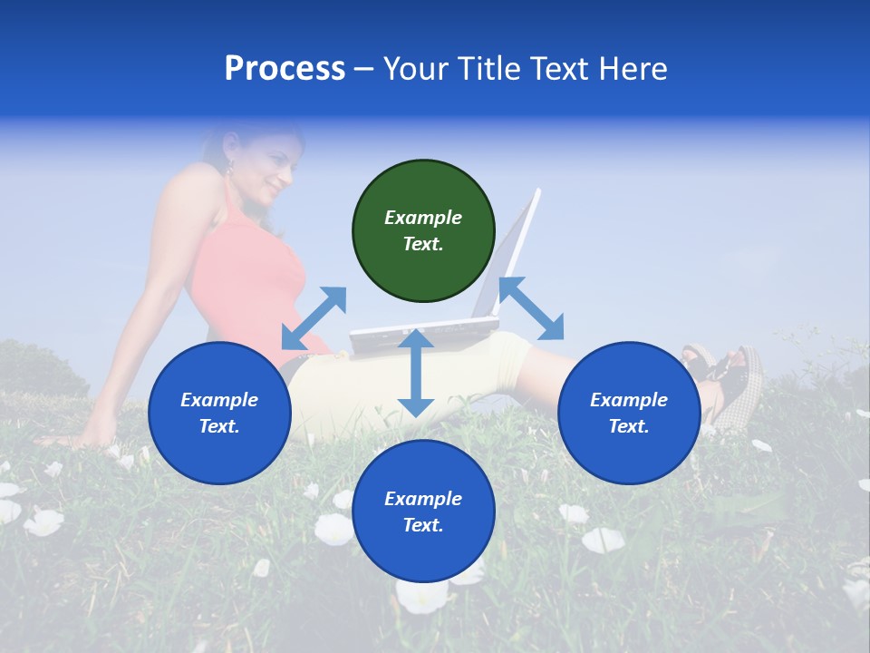 A Woman Laying On The Grass With A Laptop PowerPoint Template
