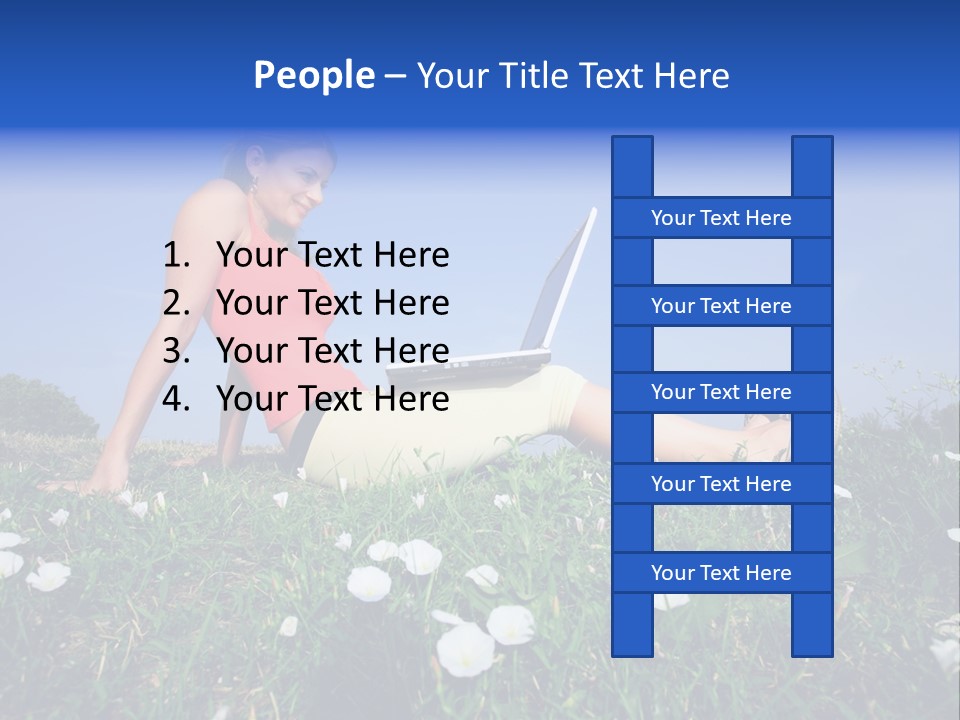 A Woman Laying On The Grass With A Laptop PowerPoint Template