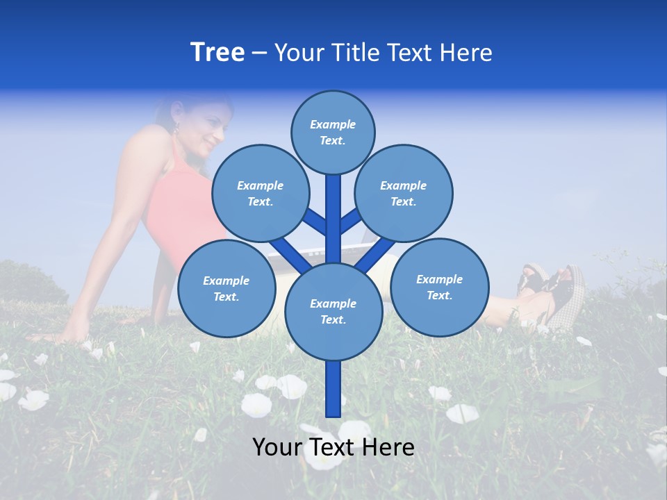 A Woman Laying On The Grass With A Laptop PowerPoint Template