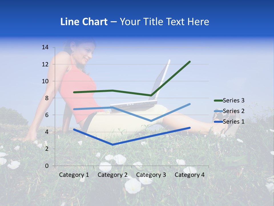A Woman Laying On The Grass With A Laptop PowerPoint Template