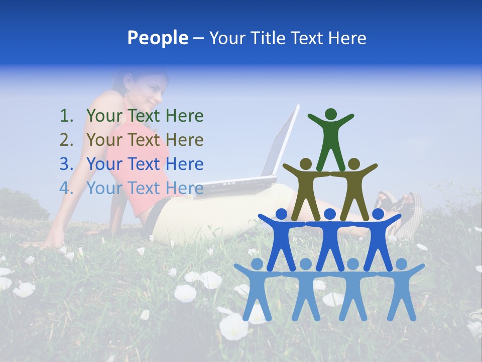 A Woman Laying On The Grass With A Laptop PowerPoint Template