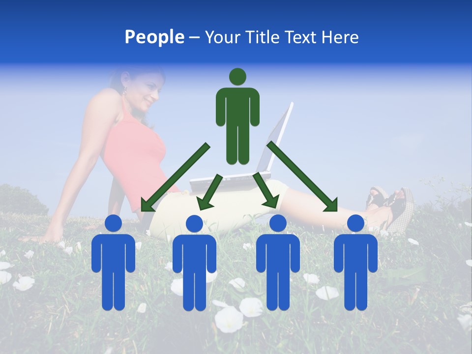 A Woman Laying On The Grass With A Laptop PowerPoint Template