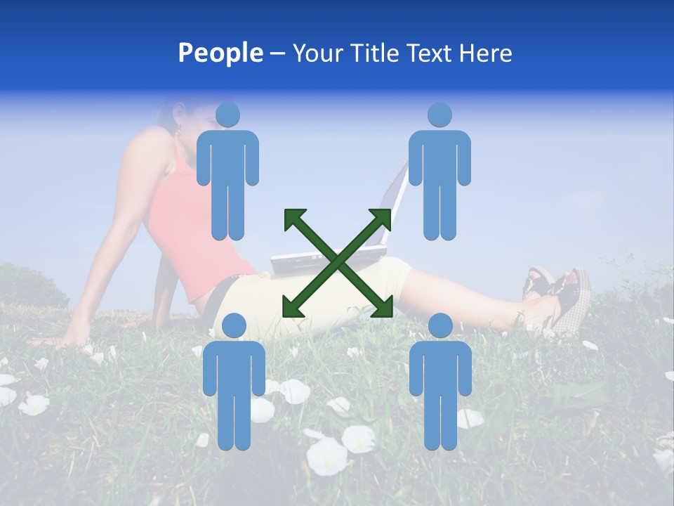 A Woman Laying On The Grass With A Laptop PowerPoint Template