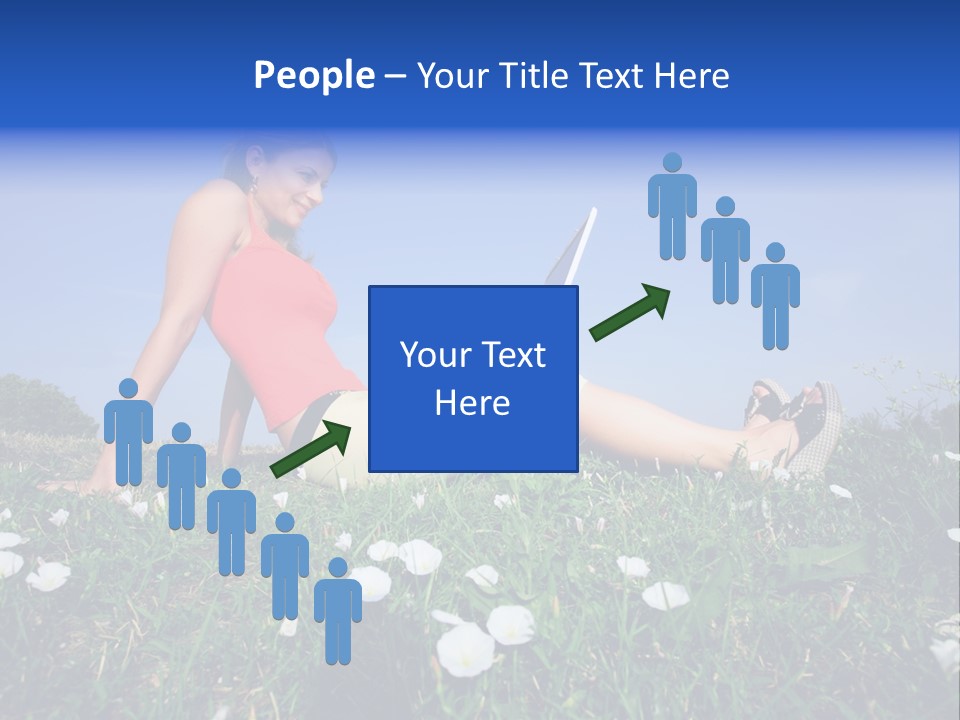 A Woman Laying On The Grass With A Laptop PowerPoint Template