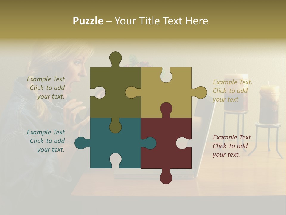 A Woman Holding A Bouquet Of Flowers In Front Of A Laptop PowerPoint Template