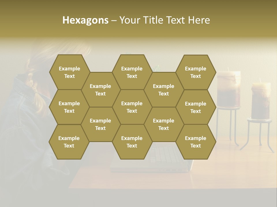 A Woman Holding A Bouquet Of Flowers In Front Of A Laptop PowerPoint Template