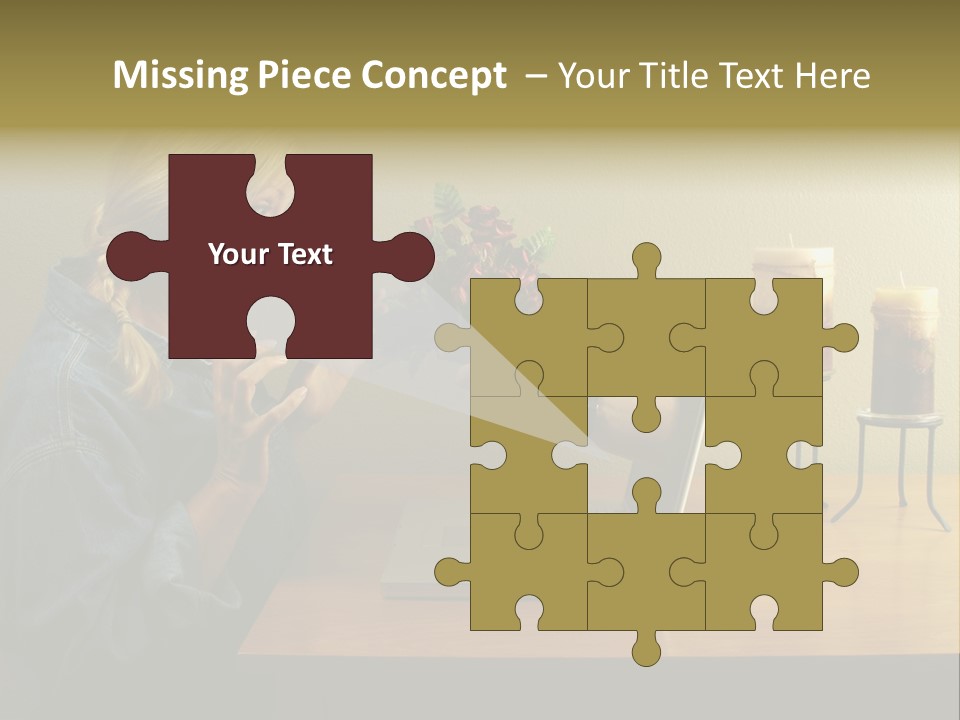 A Woman Holding A Bouquet Of Flowers In Front Of A Laptop PowerPoint Template