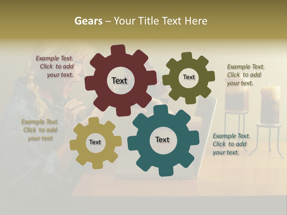 A Woman Holding A Bouquet Of Flowers In Front Of A Laptop PowerPoint Template