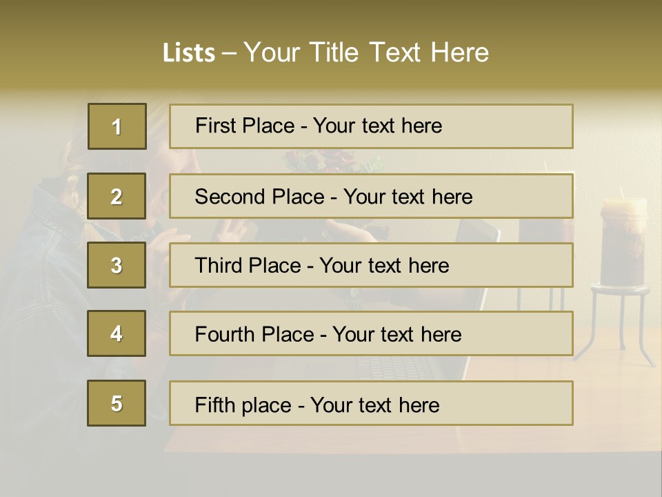 A Woman Holding A Bouquet Of Flowers In Front Of A Laptop PowerPoint Template