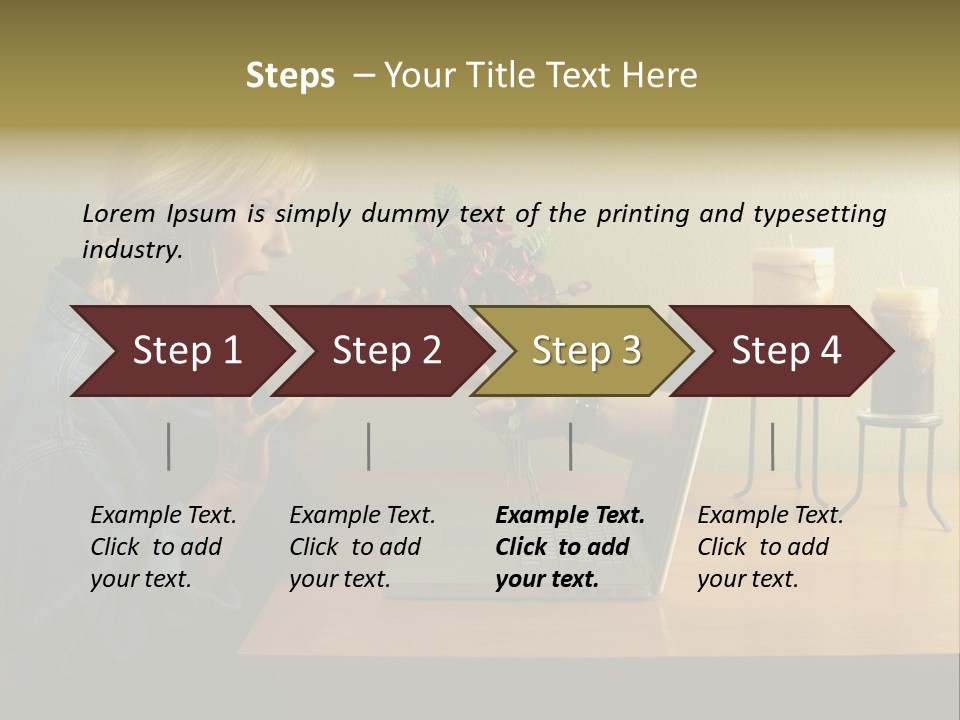 A Woman Holding A Bouquet Of Flowers In Front Of A Laptop PowerPoint Template