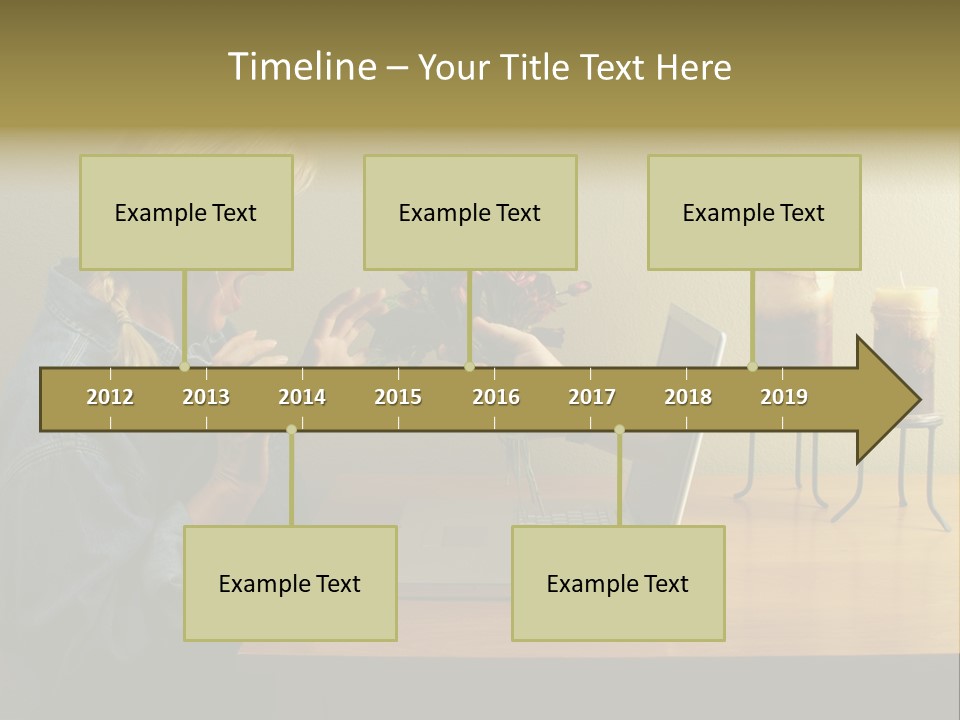 A Woman Holding A Bouquet Of Flowers In Front Of A Laptop PowerPoint Template
