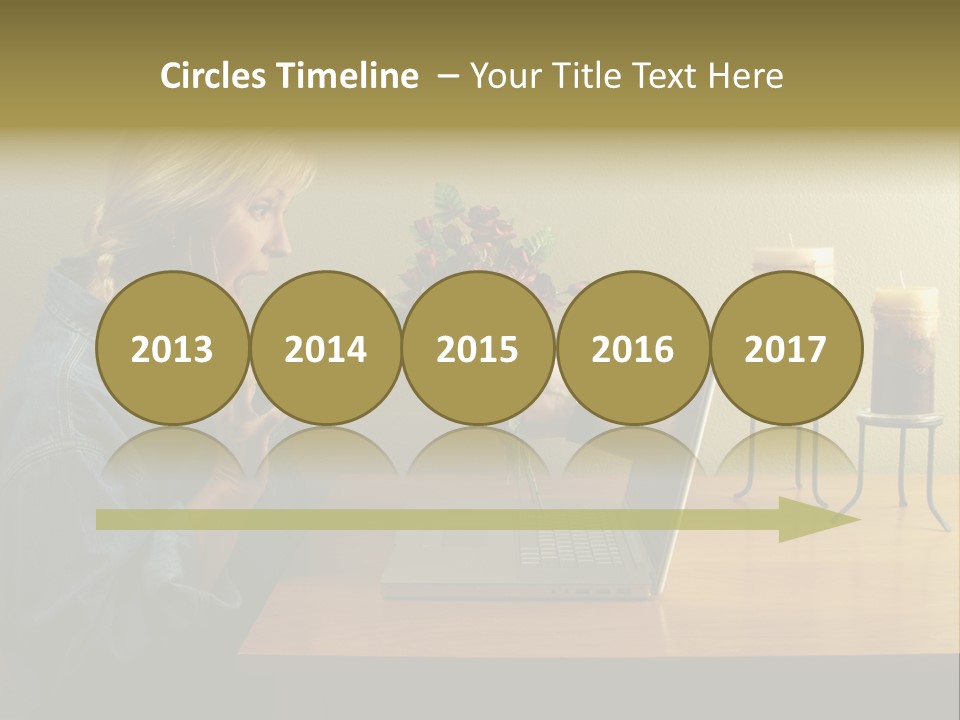 A Woman Holding A Bouquet Of Flowers In Front Of A Laptop PowerPoint Template