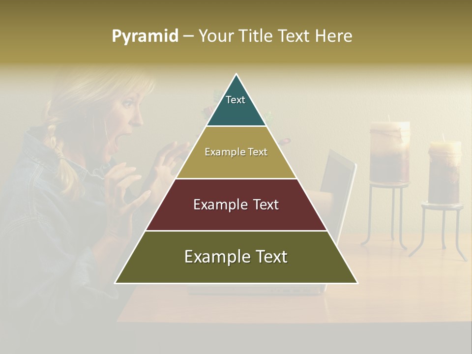 A Woman Holding A Bouquet Of Flowers In Front Of A Laptop PowerPoint Template