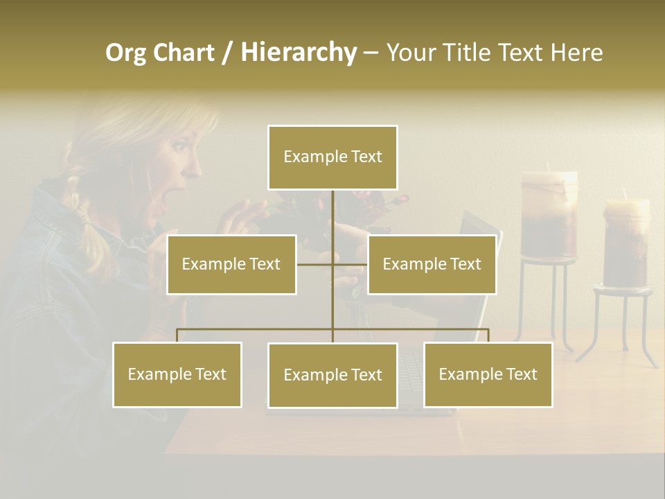 A Woman Holding A Bouquet Of Flowers In Front Of A Laptop PowerPoint Template