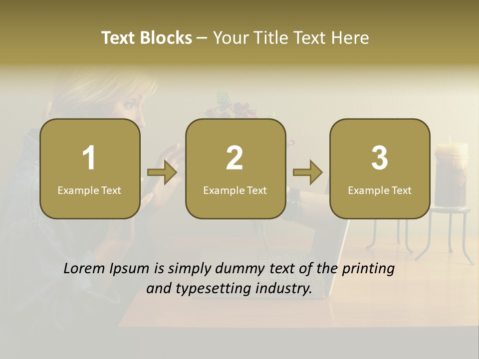 A Woman Holding A Bouquet Of Flowers In Front Of A Laptop PowerPoint Template