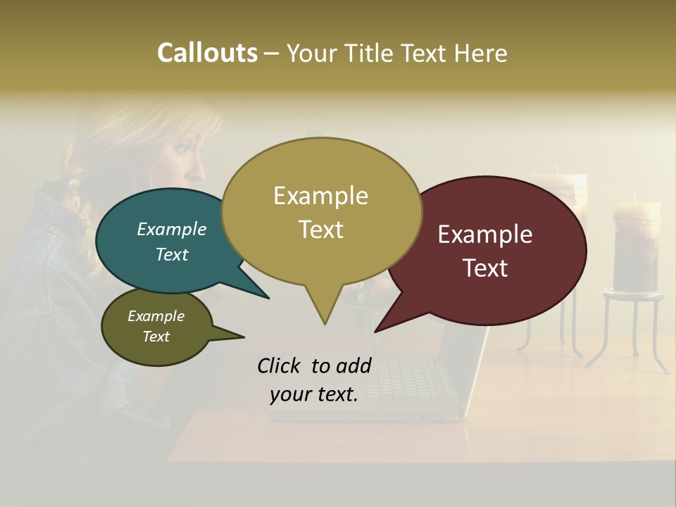 A Woman Holding A Bouquet Of Flowers In Front Of A Laptop PowerPoint Template