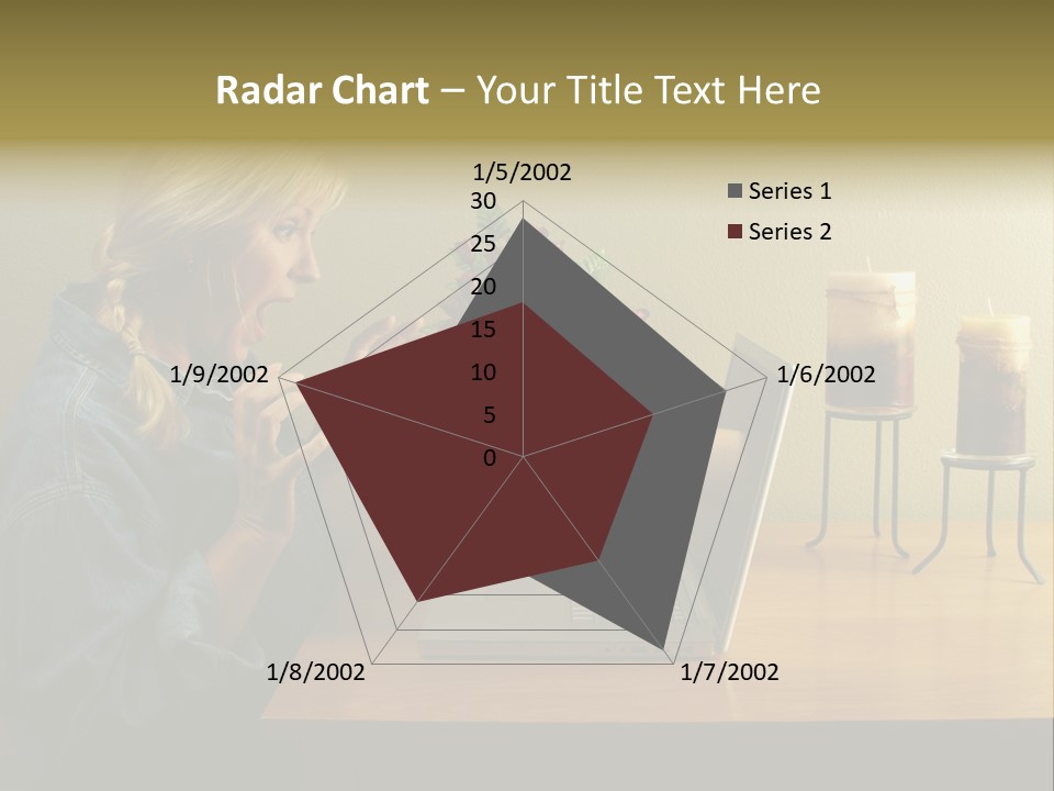 A Woman Holding A Bouquet Of Flowers In Front Of A Laptop PowerPoint Template