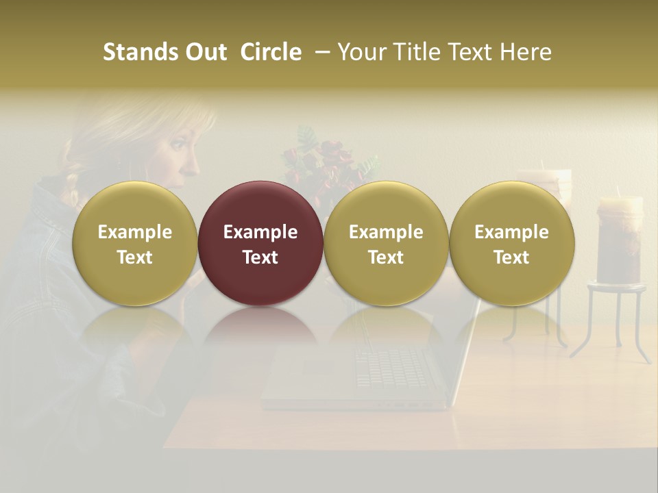 A Woman Holding A Bouquet Of Flowers In Front Of A Laptop PowerPoint Template