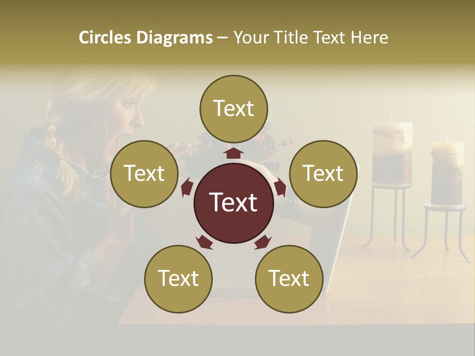 A Woman Holding A Bouquet Of Flowers In Front Of A Laptop PowerPoint Template