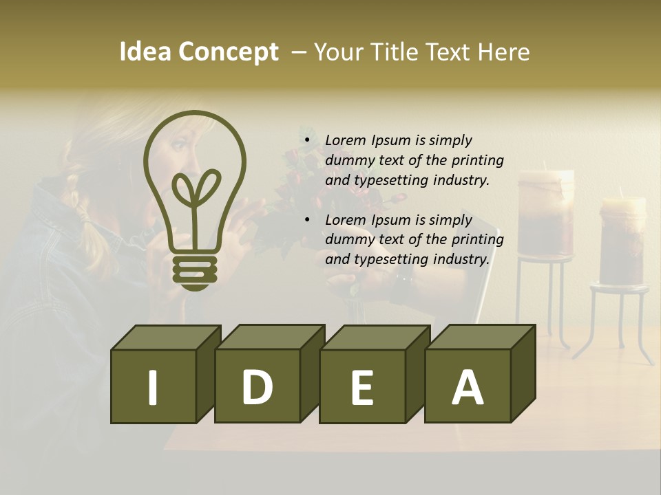 A Woman Holding A Bouquet Of Flowers In Front Of A Laptop PowerPoint Template