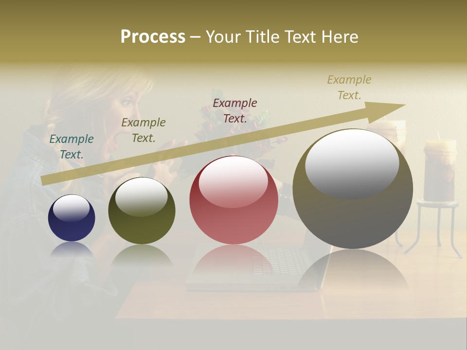 A Woman Holding A Bouquet Of Flowers In Front Of A Laptop PowerPoint Template