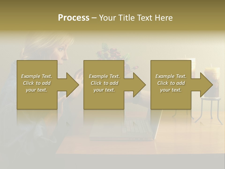 A Woman Holding A Bouquet Of Flowers In Front Of A Laptop PowerPoint Template