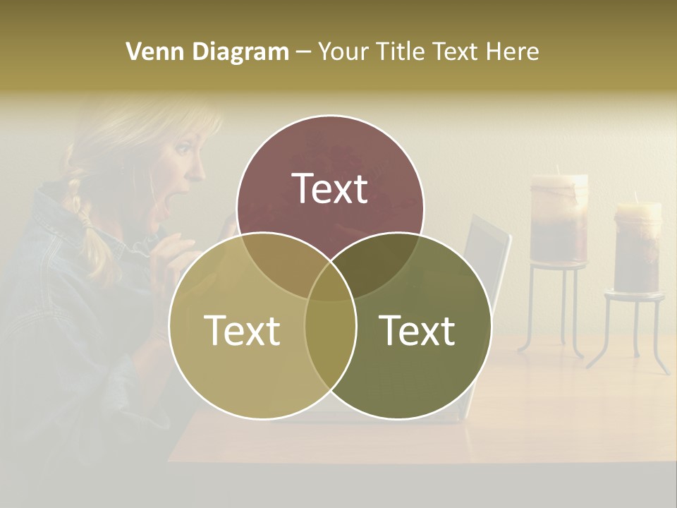 A Woman Holding A Bouquet Of Flowers In Front Of A Laptop PowerPoint Template